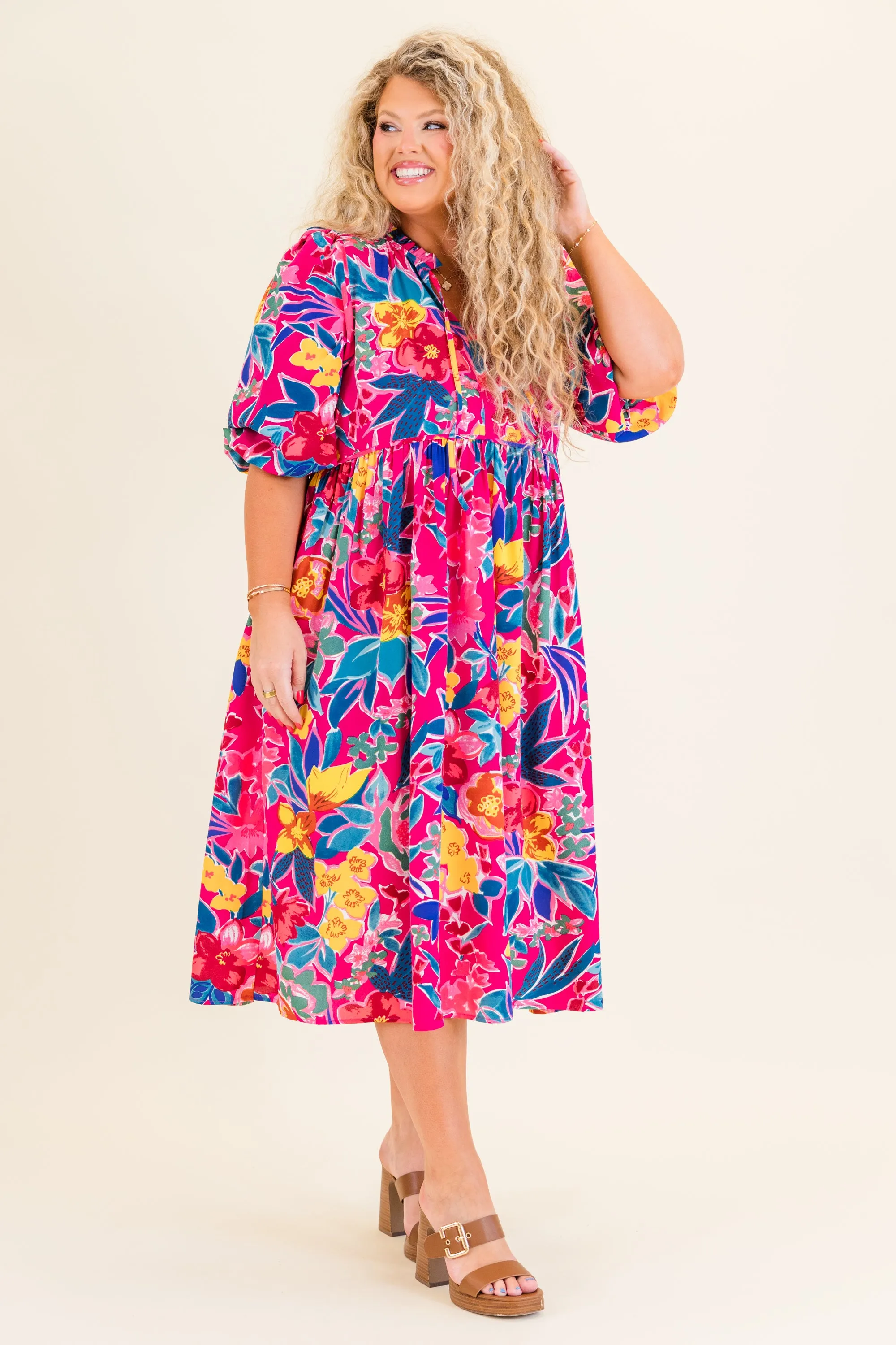 Such A Look Dress, Fuchsia