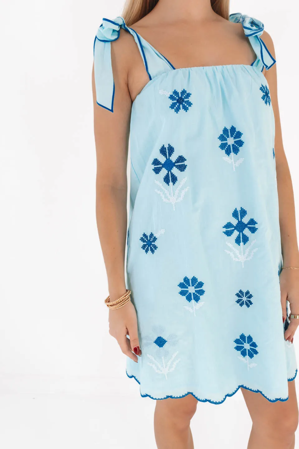 The Alli Tie Strap Dress - Blue