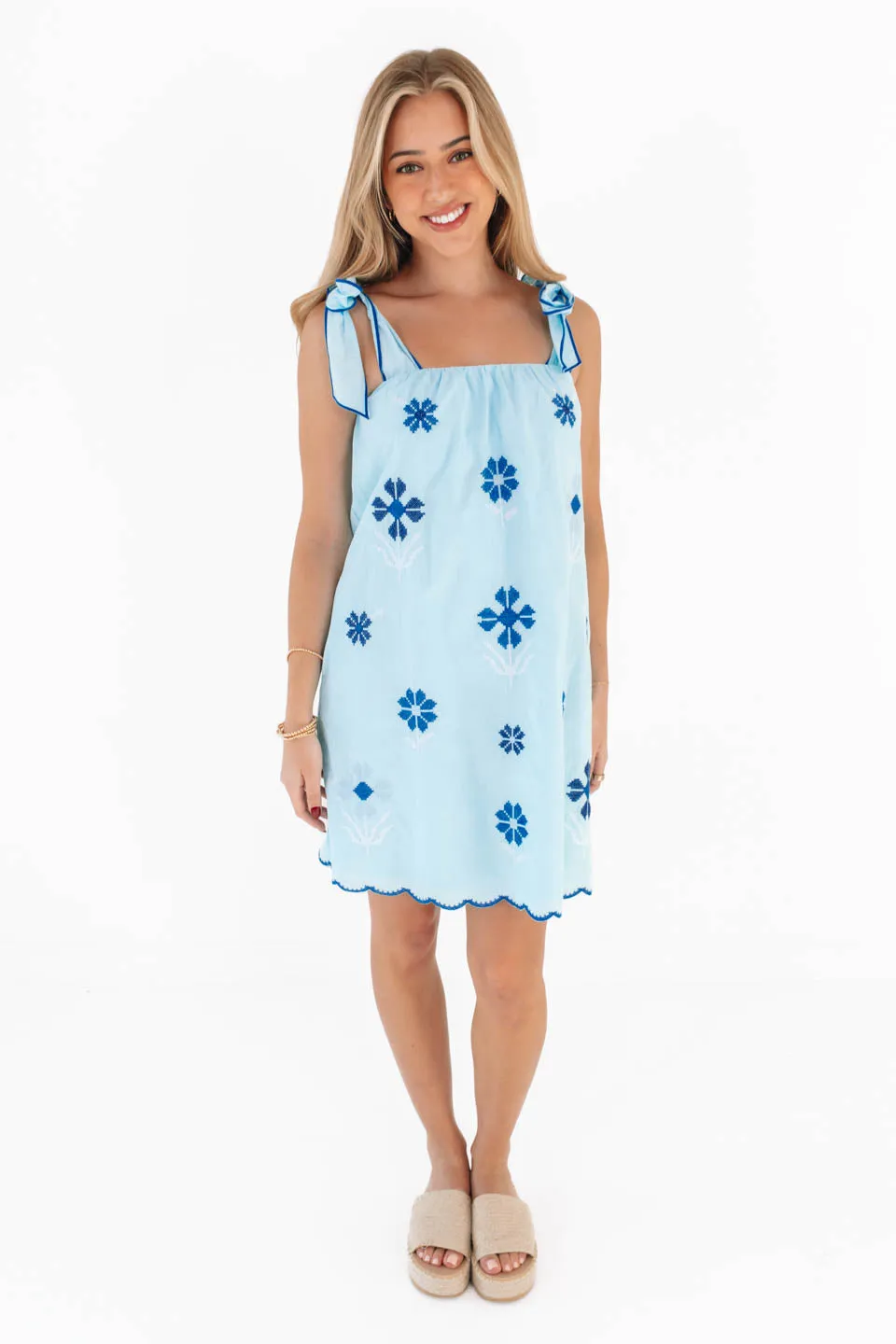 The Alli Tie Strap Dress - Blue