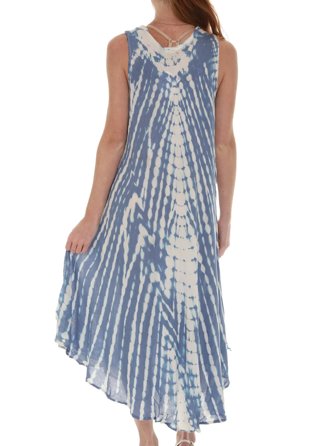 Tie-Dye With Embroidery Neckline Rayon Sundress