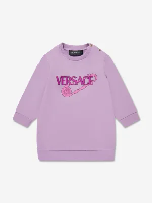 Versace Baby Girls Safety Pin Sweater Dress in Lilac