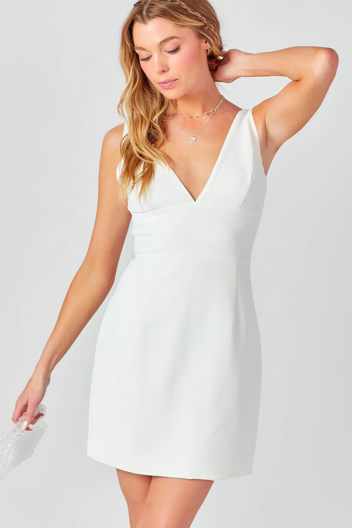 White Heart Neck Bodycon Dress