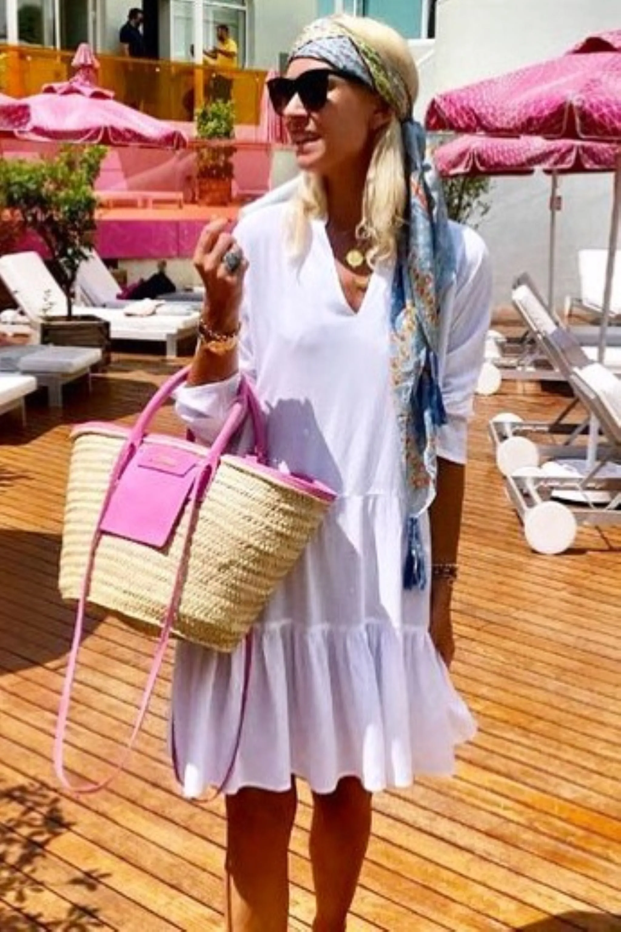 White Knee Length Cotton Beach Dress
