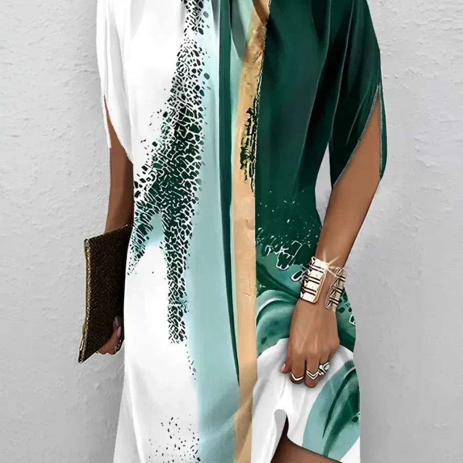 Women's Summer Skirt Fashion Casual Loose Dress with Bat Sleeve