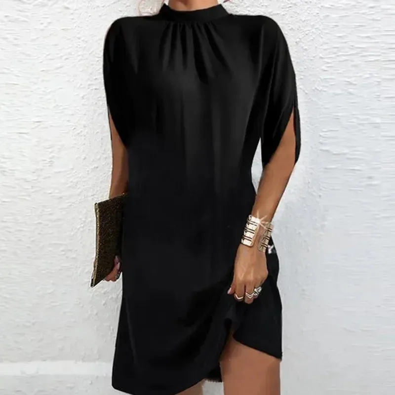 Women's Summer Skirt Fashion Casual Loose Dress with Bat Sleeve