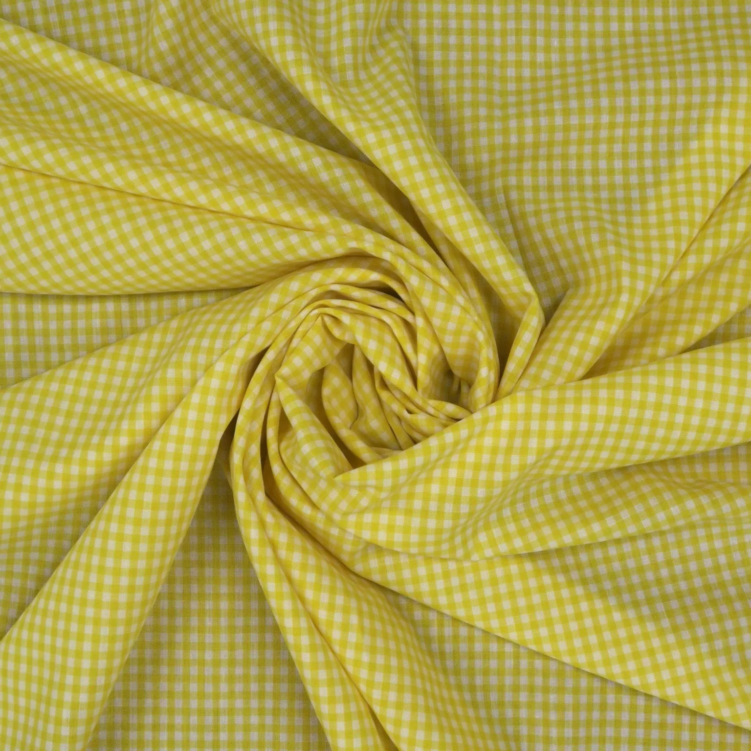 Yellow and White Gingham 1/8" Cotton Blended Broadcloth