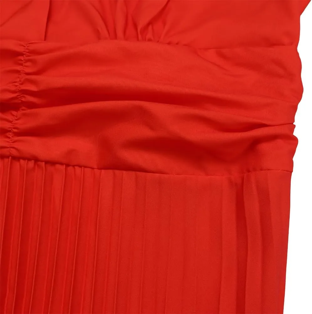 ZVO Women Maxi Dress Sexy Cocktail Party Long Dress Summer Loose Beach Dresses A-line Pleated Halter Dress