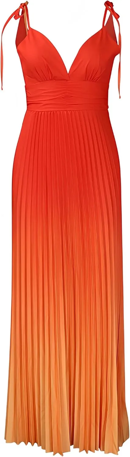 ZVO Women Maxi Dress Sexy Cocktail Party Long Dress Summer Loose Beach Dresses A-line Pleated Halter Dress